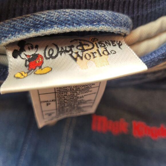 Vintage 90'S  Magic Kingdom Varsity Denim Bomber Jacket SIze S  Mickey Mouse - Picture 12 of 13